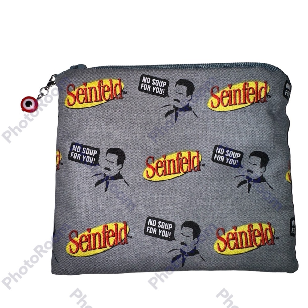 Seinfeld grey no soup for U coin purse inside key hook hand made cotton fun gift